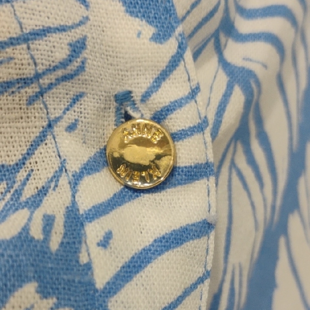 Anne Klein Corn Flower Blue and White Floral Button-Up Shirt - Picture 4 of 11